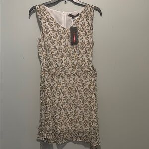 Tommy Hilfiger Women's Leaf Print Dress - Cream and Brown